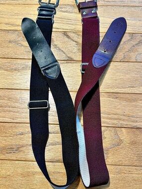 Pair of Black and Burgundy Baseball Athletic Belts. Set of 2